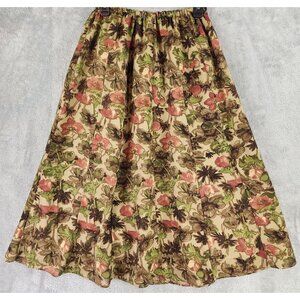 Womens Skirt S/M Multicolor Floral Cottagecore Country 70s Vintage Lined Midi